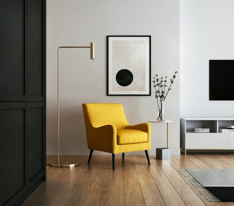 Salon décoré : couleurs, mobilier et matériaux harmonisés